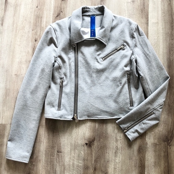 KIT AND ACE, Moto style, Crop Jacket, Heather Grey, Size 8, Very Nice Condition - Picture 4 of 14